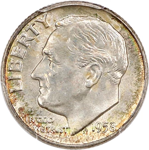 image for: 1958-D 10c PCGS MS66 FB