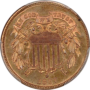image for: 1867 2c PCGS Proof 65 RD