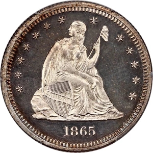 image for: 1865 25c PCGS Proof 64 CAM