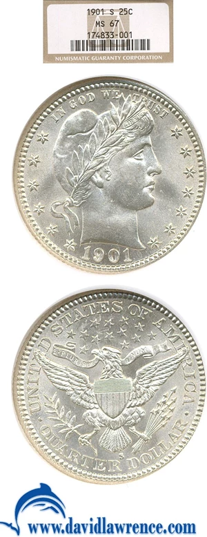 image for: 1901-S 25c NGC MS67