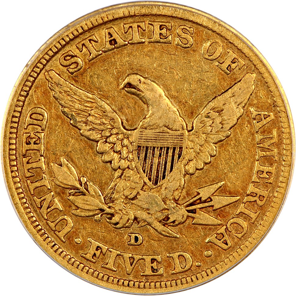 image for: 1843-D $5 PCGS/CAC VF30 (Small D)