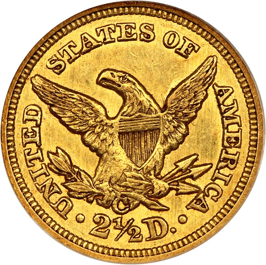 image for: 1850-C 2 1/2 NGC/CAC MS60