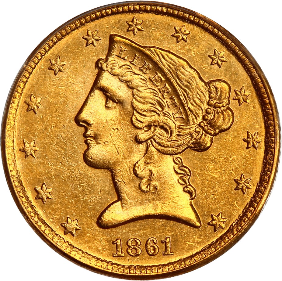 image for: 1861-C $5 PCGS AU55