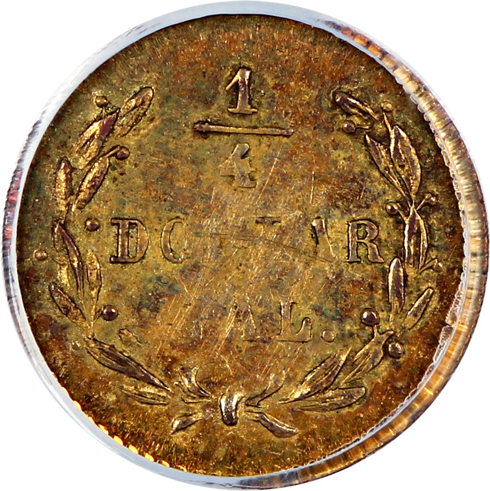 image for: 1873 Cal. Gold 25c PCGS MS62 (BG-817, OGH)