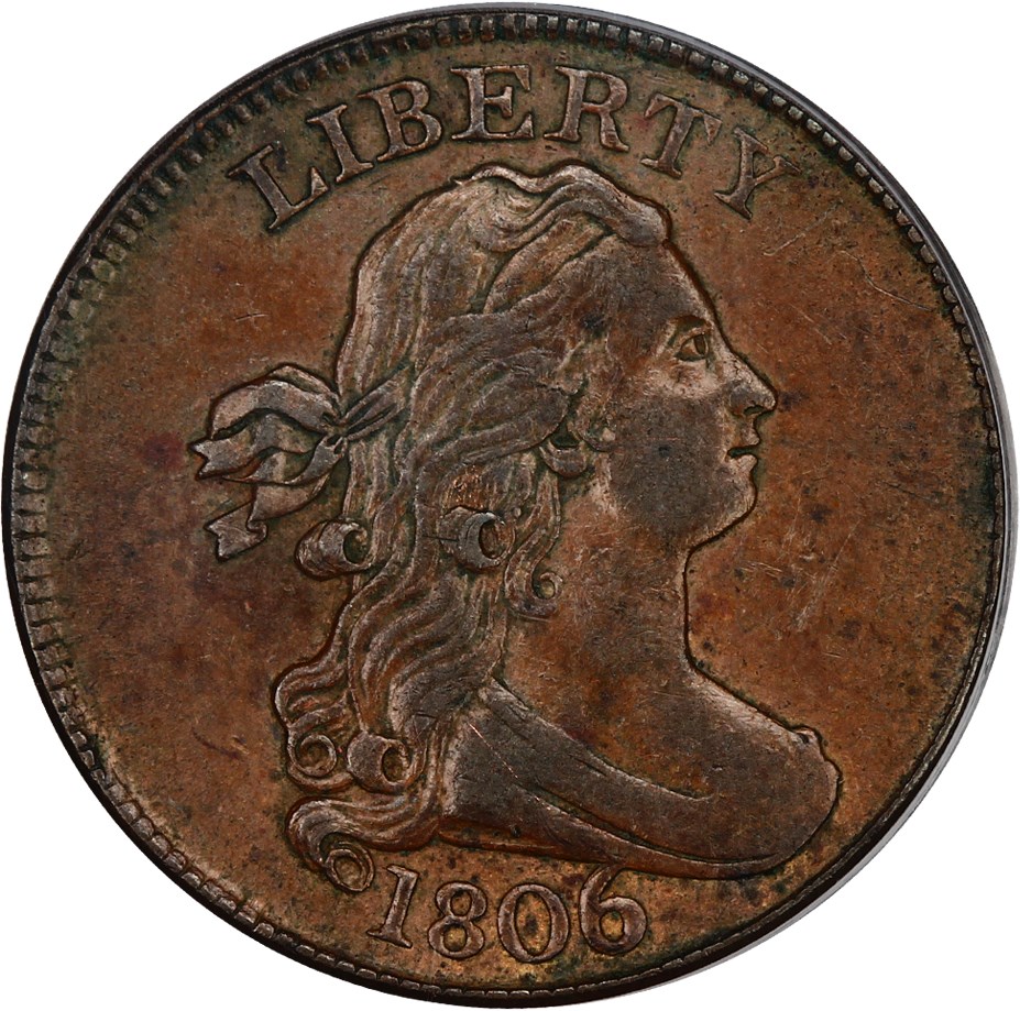 image for: 1806 1/2c PCGS/CAC AU55 (Large 6, Stems)