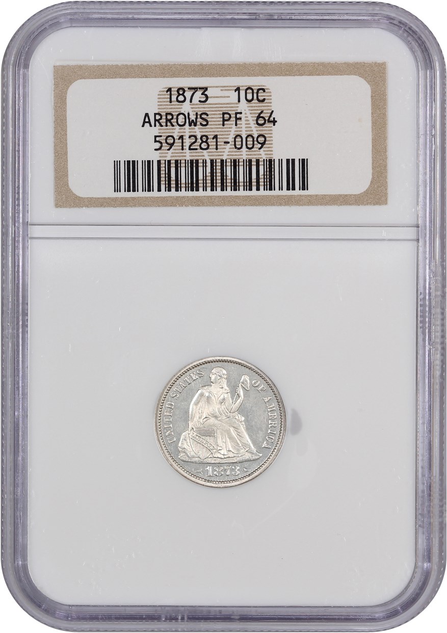 image for: 1873 10c NGC Proof 64 (Arrows)