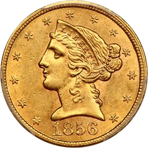 image for: 1856 $5 PCGS MS62