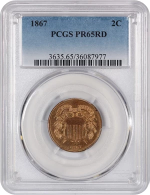image for: 1867 2c PCGS Proof 65 RD