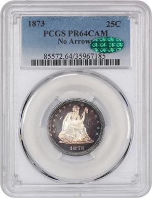 image for: 1873 25c PCGS/CAC Proof 64 CAM (No Arrows)
