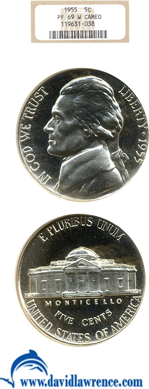 image for: 1955 5c NGC Proof 69 Cameo