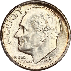 image for: 1951 10c PCGS MS66 FB