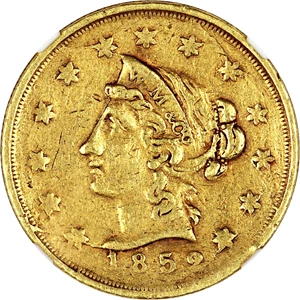 image for: 1852 Wass Molitor & Co. $10 NGC VF35 (Wide Date, Large Head)