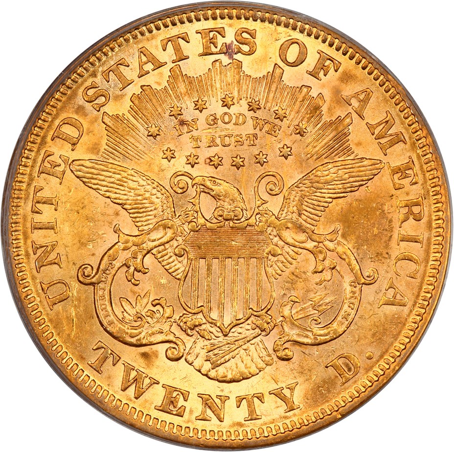 image for: 1873 $20 PCGS AU58 (Closed 3, OGH)