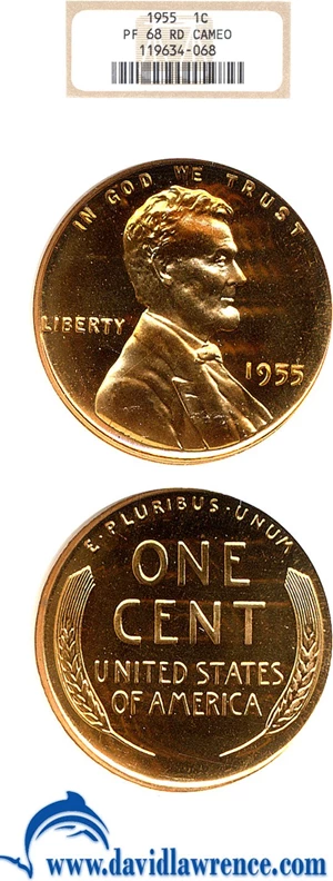 image for: 1955 1c NGC Proof 68 RD Cameo