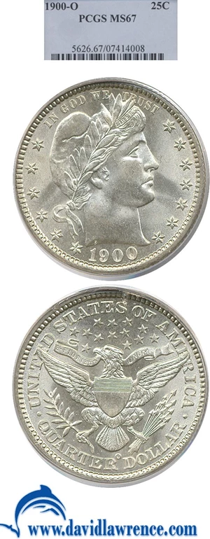 image for: 1900-O 25c PCGS MS67