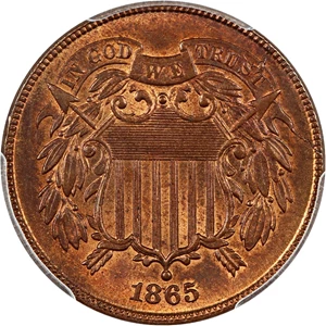 image for: 1865 2c PCGS/CAC MS66 RB (Fancy 5)