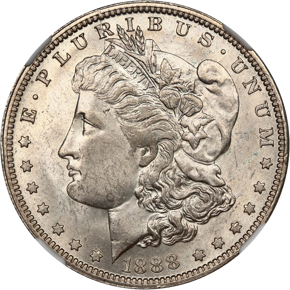 image for: Top 100 VAM: 1888-O $1 NGC MS61 (VAM-1A2, "E" Clash & Crack)