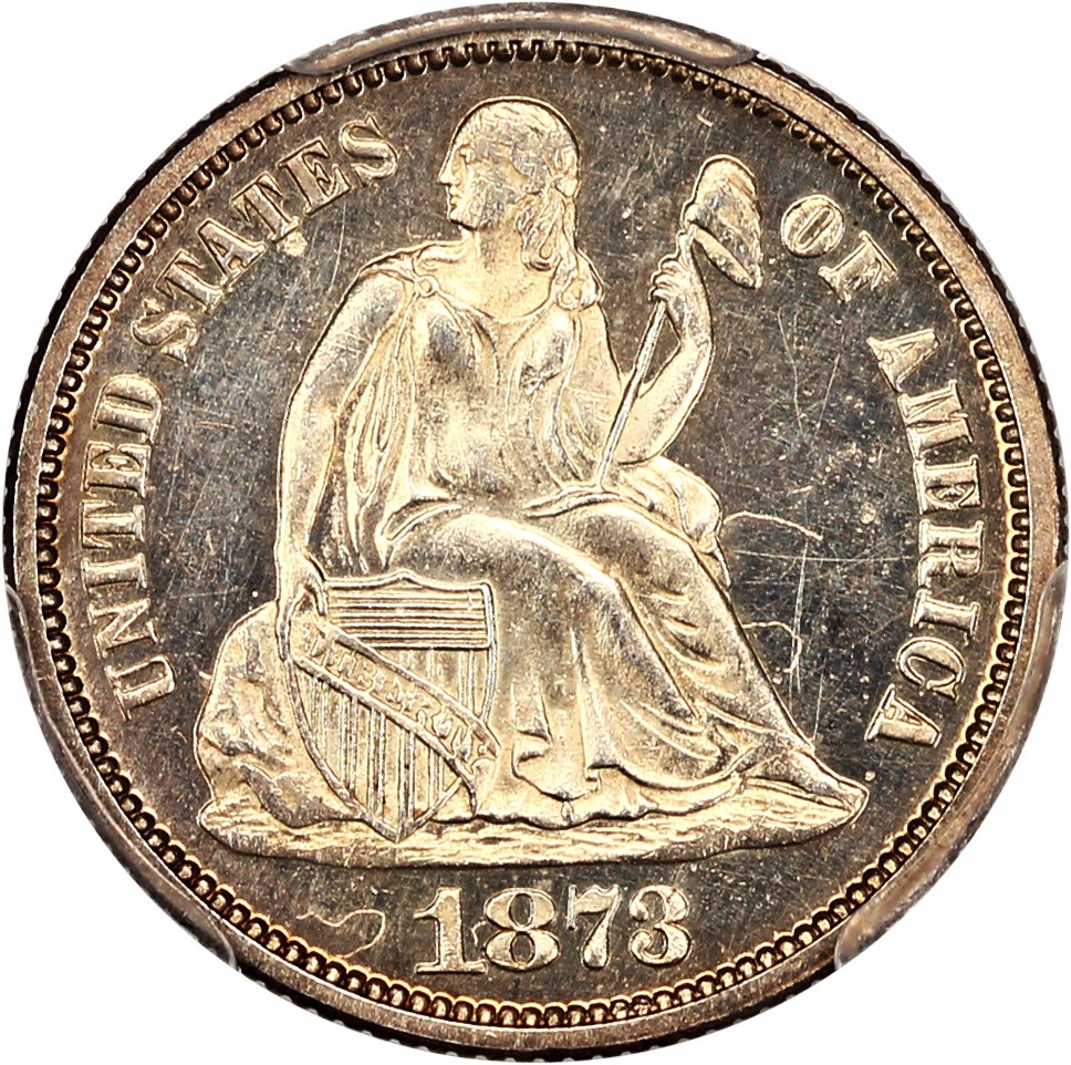 image for: 1873 10c PCGS Proof 63 CAM (No Arrows, Closed 3)
