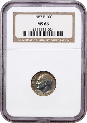 image for: 1987-P 10c NGC MS66