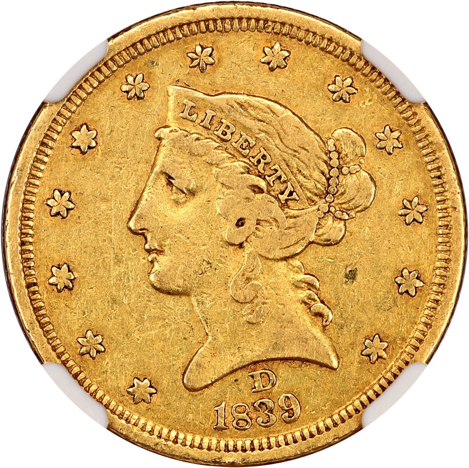 image for: 1839-D $5 NGC XF40