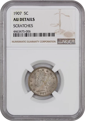 image for: 1907 5c NGC AU Details (Scratches)