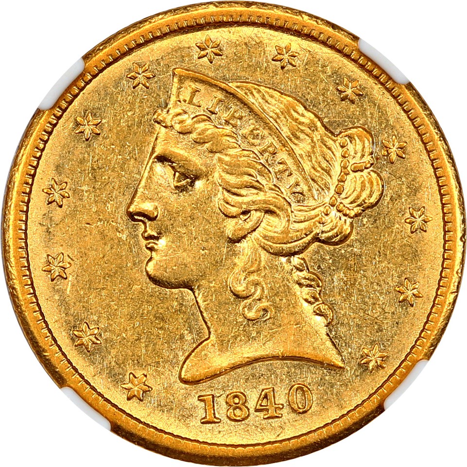 image for: 1840 $5 NGC AU58