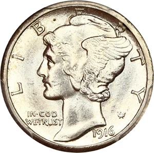 image for: 1916-S Mercury 10c PCGS MS64