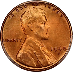 image for: 1948-S 1c PCGS MS67+ RD