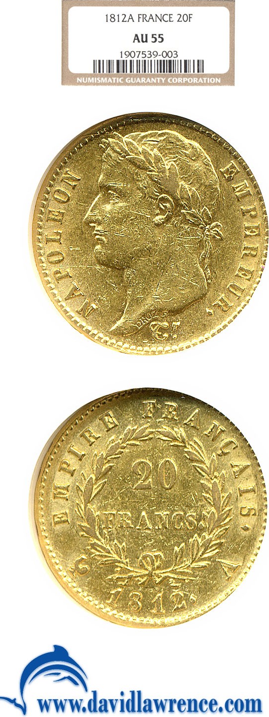 image for: France: 1812-A 20 Fr  NGC AU55   