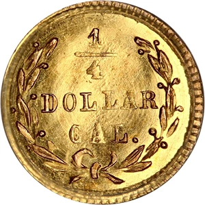 image for: 1872 Cal. Gold 25c PCGS MS64 (BG-818 Washington Head)