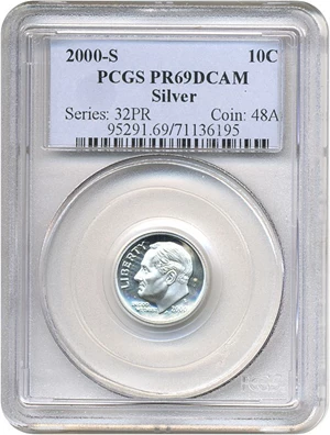 image for: 2000-S 10c Silver PCGS Proof 69 DCameo