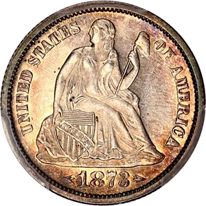 image for: 1873 10c PCGS/CAC Proof 64 CAM (Arrows)
