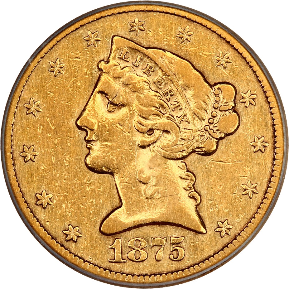image for: 1875-CC $5 ICG XF45