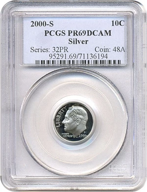 image for: 2000-S 10c Silver PCGS Proof 69 DCameo