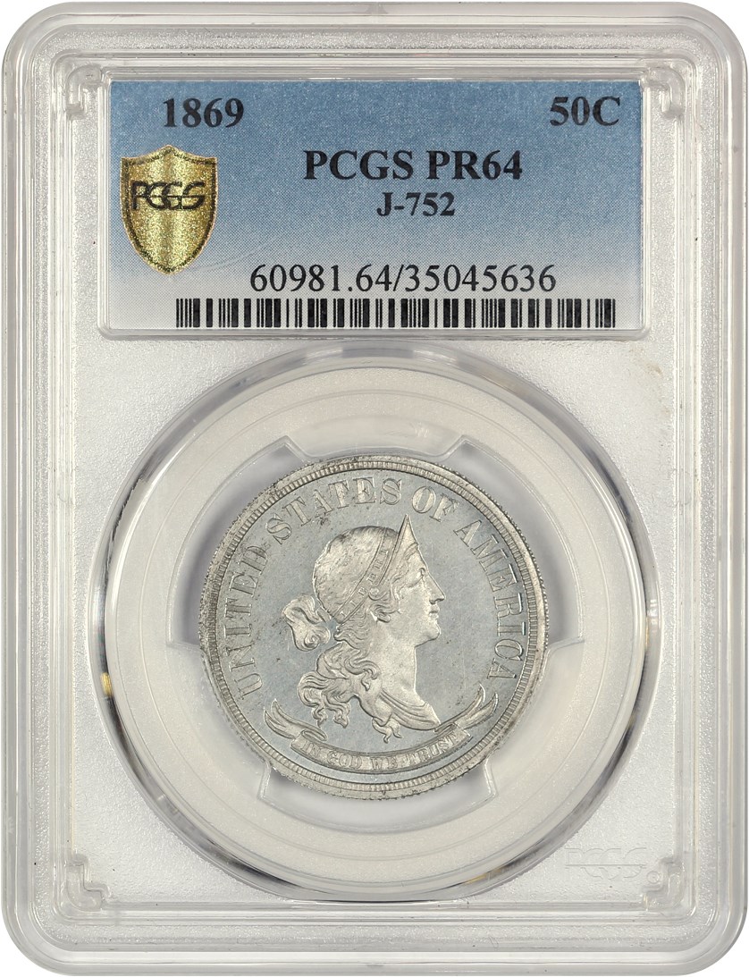 image for: 1869 Pattern 50c PCGS Proof 64 (J-752)