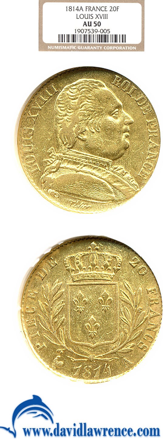 1814-A     20 Fr Louis XVIII       MS (KM-706.1) thumbnail 6