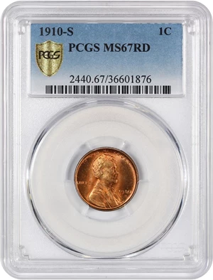 image for: 1910-S 1c PCGS MS67 RD