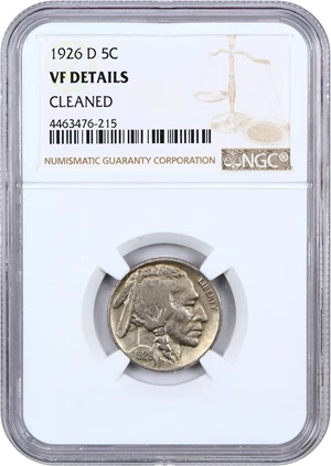 image for: 1926-D 5c NGC VF Details (Cleaned)