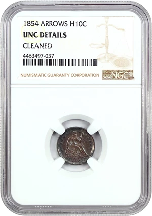 image for: 1854 H10c NGC UNC Details (Arrows, Cleaned)