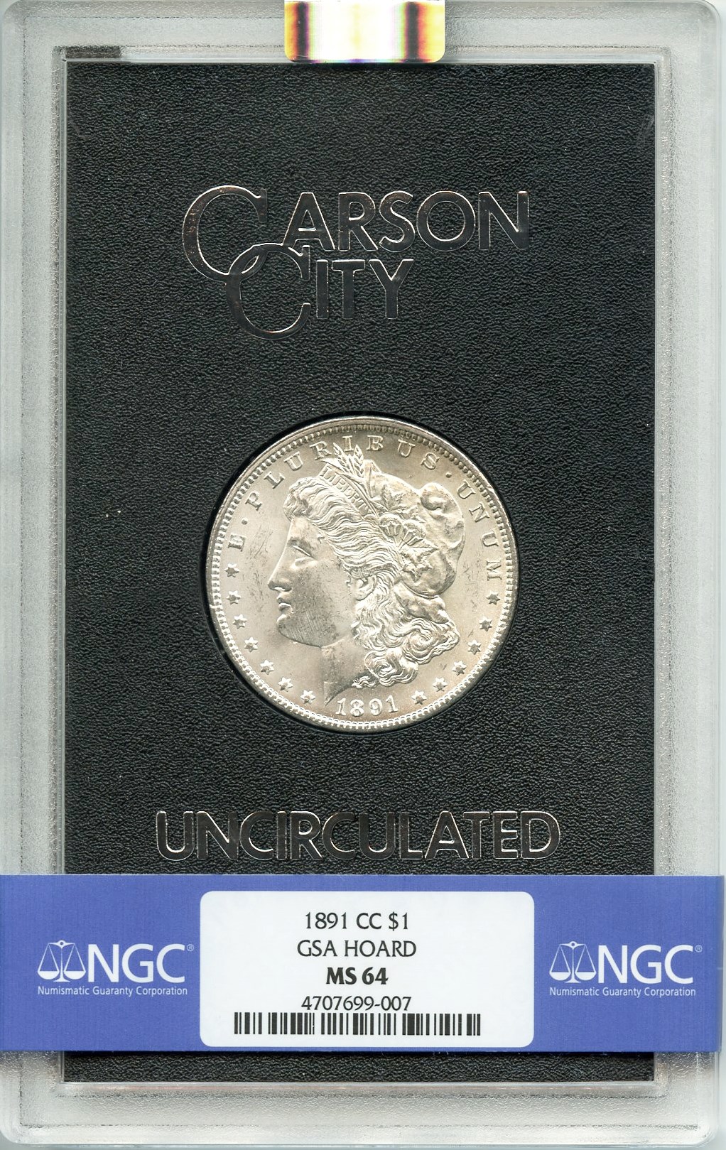 image for: 1891-CC $1 NGC/GSA MS64 GSA Hoard (Box & COA)