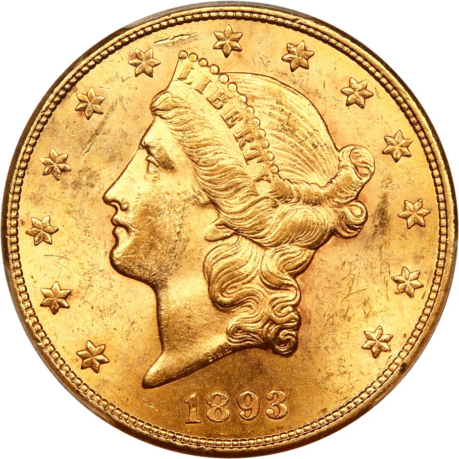 image for: 1893-CC $20 PCGS MS62