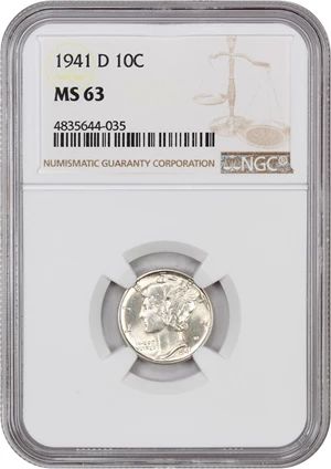 image for: 1941-D 10c NGC MS63
