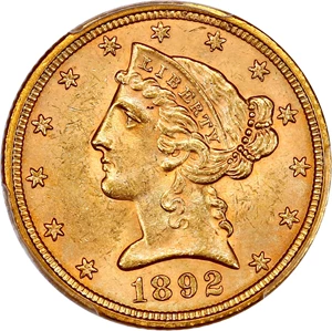 image for: 1892 $5 PCGS/CAC MS64