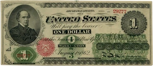 image for: FR. 16c 1862 $1 Legal Tender PMG About Unc 50