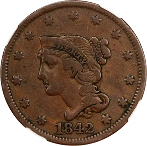 image for: 1842 1c NGC F15 BN (Large Date)