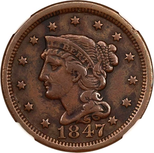 image for: 1847 1c NGC VF Details (Cleaned)
