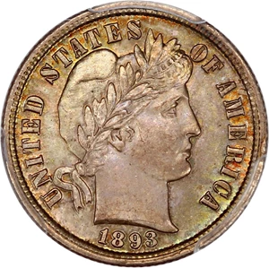 image for: 1893 10c PCGS/CAC MS66