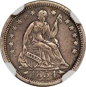 image for: 1854 H10c NGC VF Details (Arrows, Cleaned)