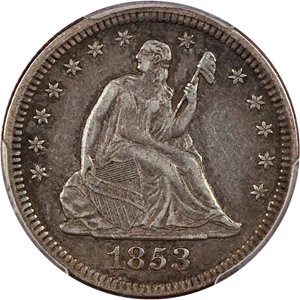 image for: 1853 25c PCGS XF45 (No Arrows)