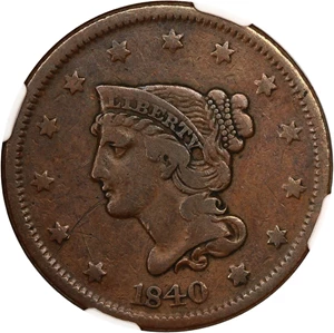 image for: 1840 1c NGC Fine Details (Large Date, Obverse Graffiti)
